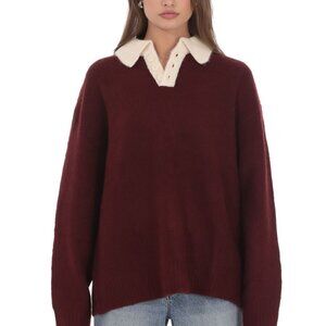 Knit Rugby Jumper in Burgundy